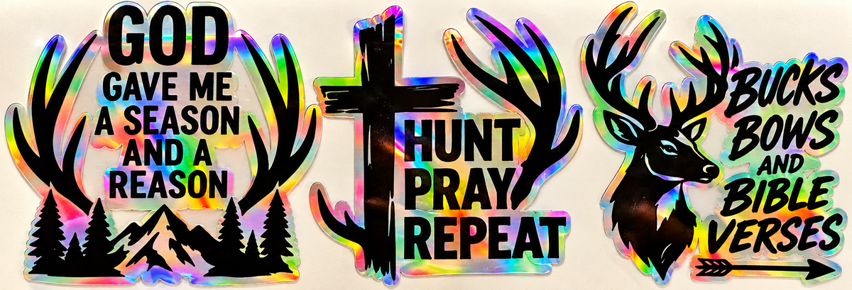 Holographic Hunting Sticker Pack | Faith & Outdoors | Set of 3