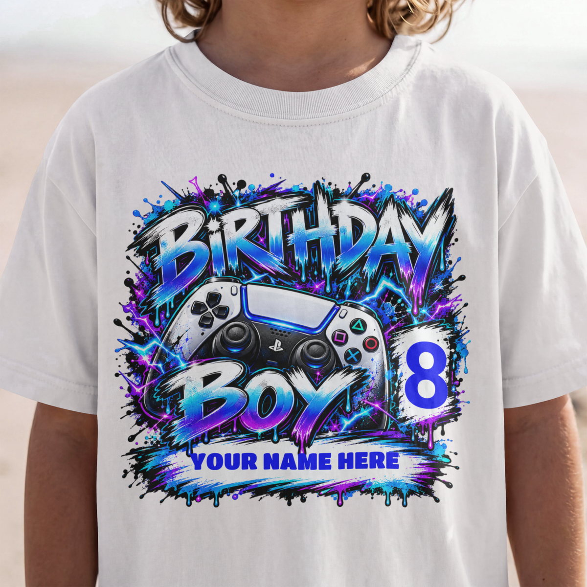 Personalized Birthday Boy Gamer T-Shirt – Custom Name & Age