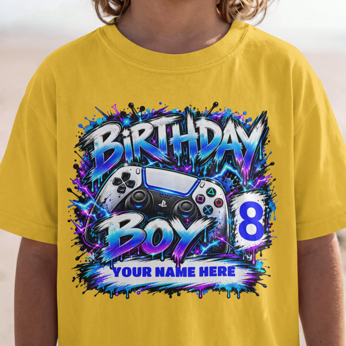 Personalized Birthday Boy Gamer T-Shirt – Custom Name & Age