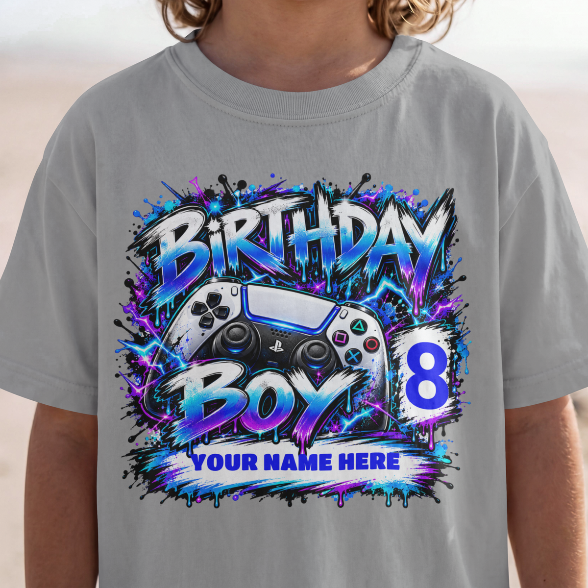 Personalized Birthday Boy Gamer T-Shirt – Custom Name & Age