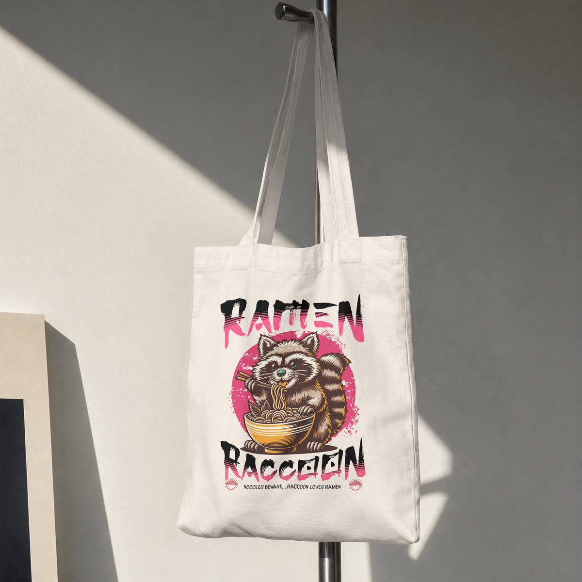 Ramen Raccoon Graphic Tote Bag