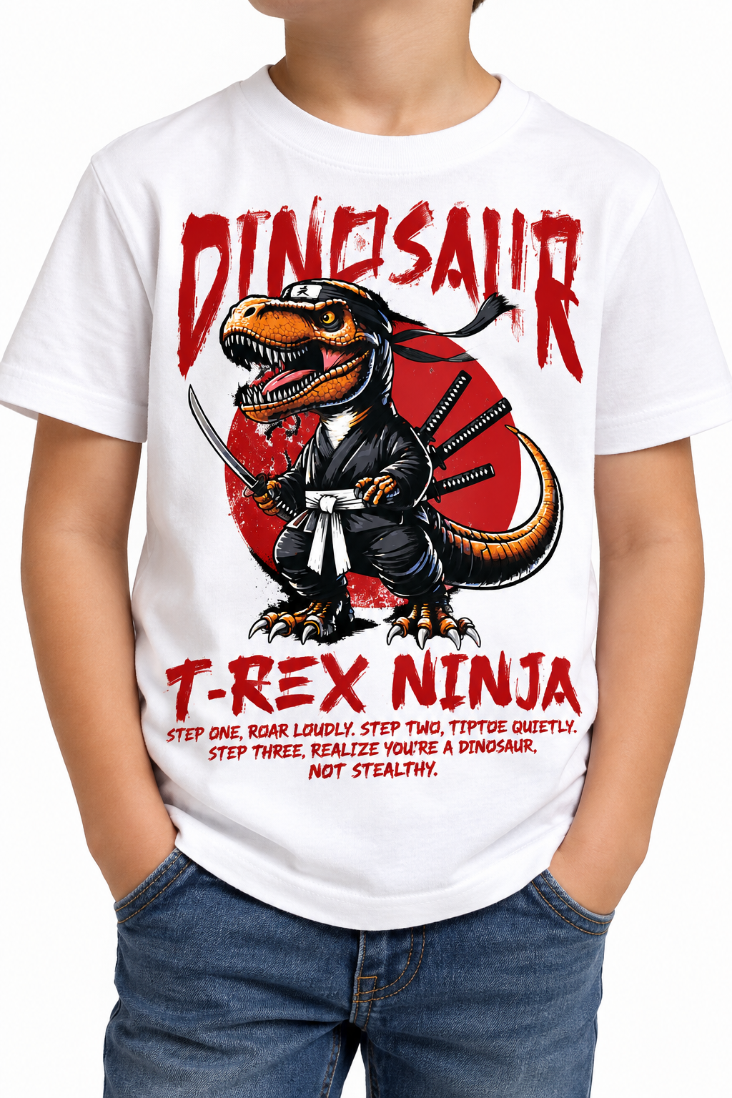 Dinosaur T-Rex Ninja Faceless Kids Mockup